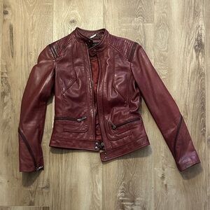 Bernardo Deep Red Leather Jacket